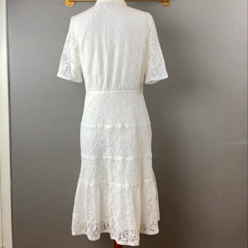 Nanette Lepore Women's White Floral Lace Cotton Dress. Quiet Luxury Academia Sz8 - Picture 6 of 13
